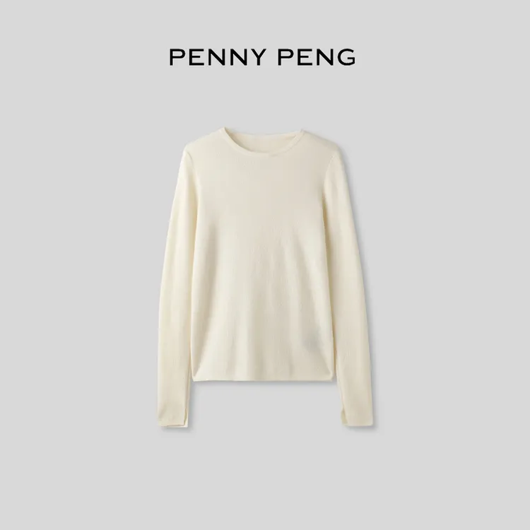 PENNYPENG三明治半岛日落黑标系列复古经典款半高领羊绒打底衫