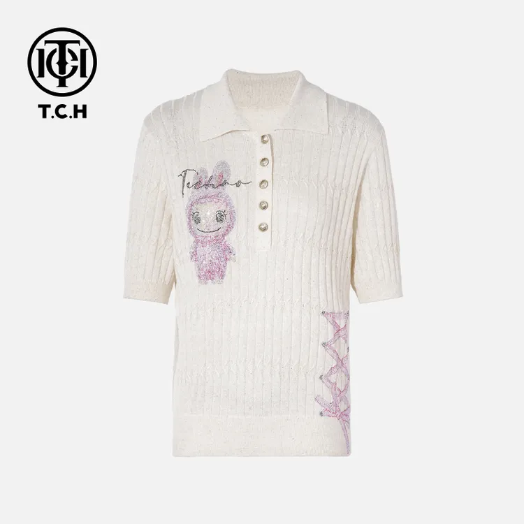 TCH私服烫钻工艺时尚休闲百搭秋款针织衫女T75C09E5090轻奢tch