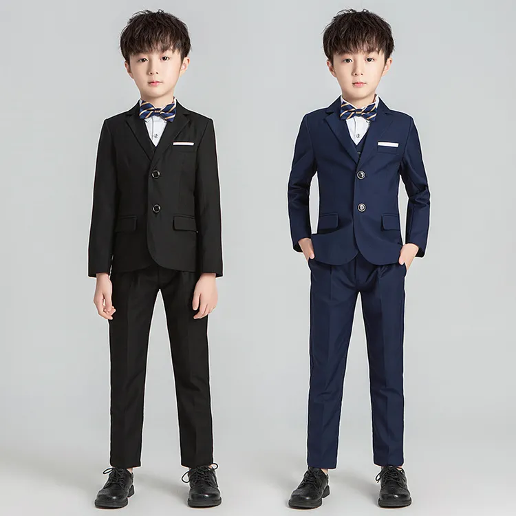 儿童西装春秋款男童纯色西服婚礼花童礼服套装男孩钢琴走秀表演服