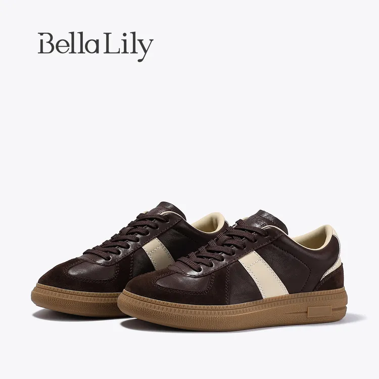BellaLily2025秋季新款复古百搭休闲鞋个性潮流低帮鞋舒适平底鞋