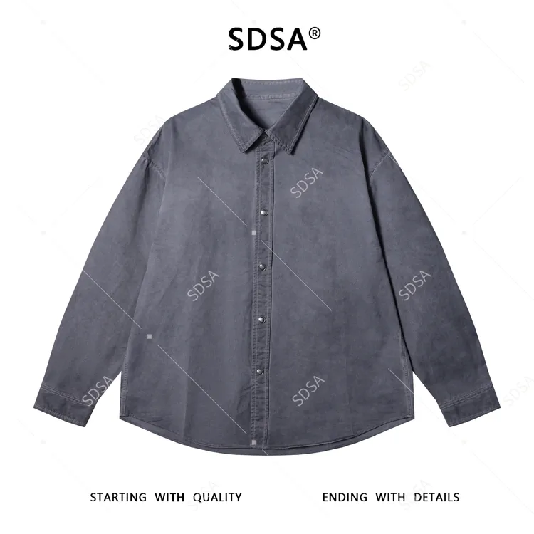 SDSA男士秋冬新款痞帅男装极简风扎染设计长袖衬衫休闲时尚衬衣