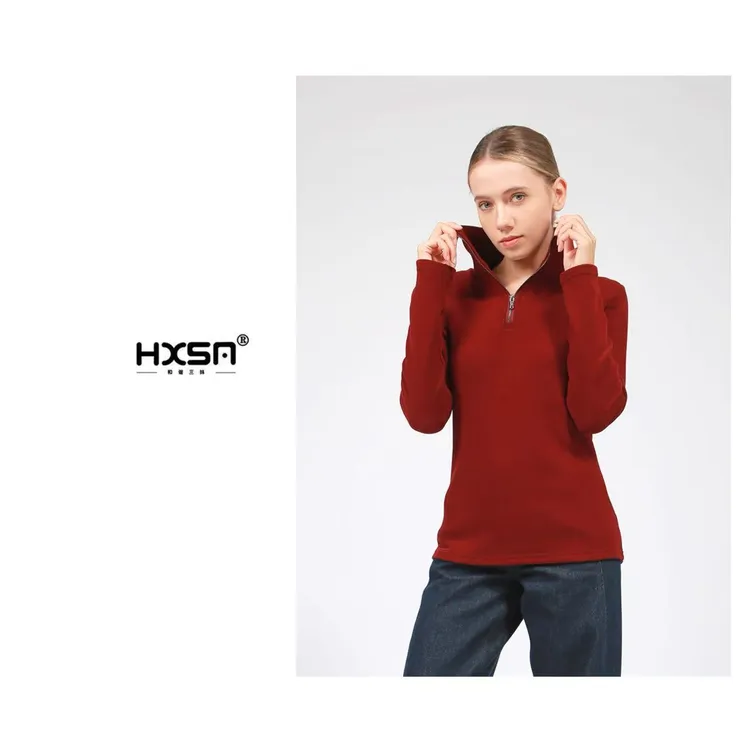 （视频）HXSM「女加厚半拉链德绒」秋冬暖阳轻暖修身上衣025-1