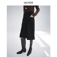 IACHOE含羊毛黑色七分裤女3631518022