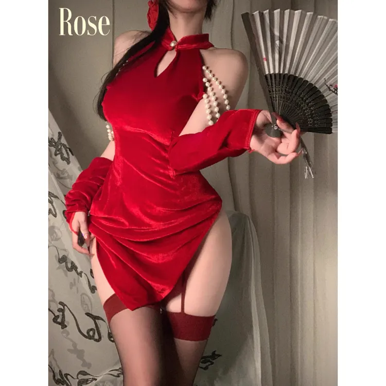 晚瑰·Rose 羞涩娇妻 新中式改良高开衩旗袍夏季纯欲高级连衣裙