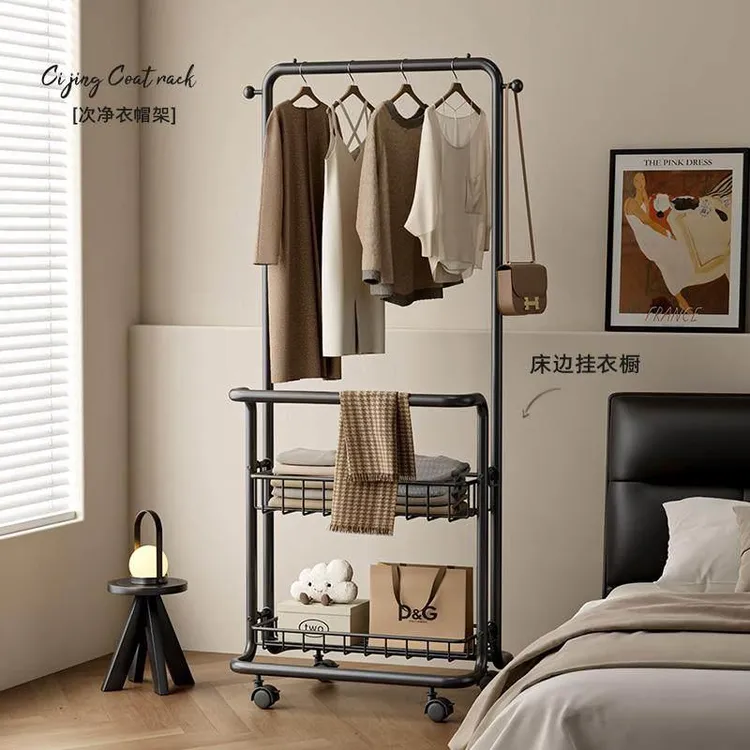 日本精工晾衣架卧室专用不占空间家用挂衣架落地衣帽架置物架神器