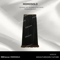 禾婉【夜影】初秋法式轻奢赫本风高腰拼接裙摆H型时尚半身裙258902