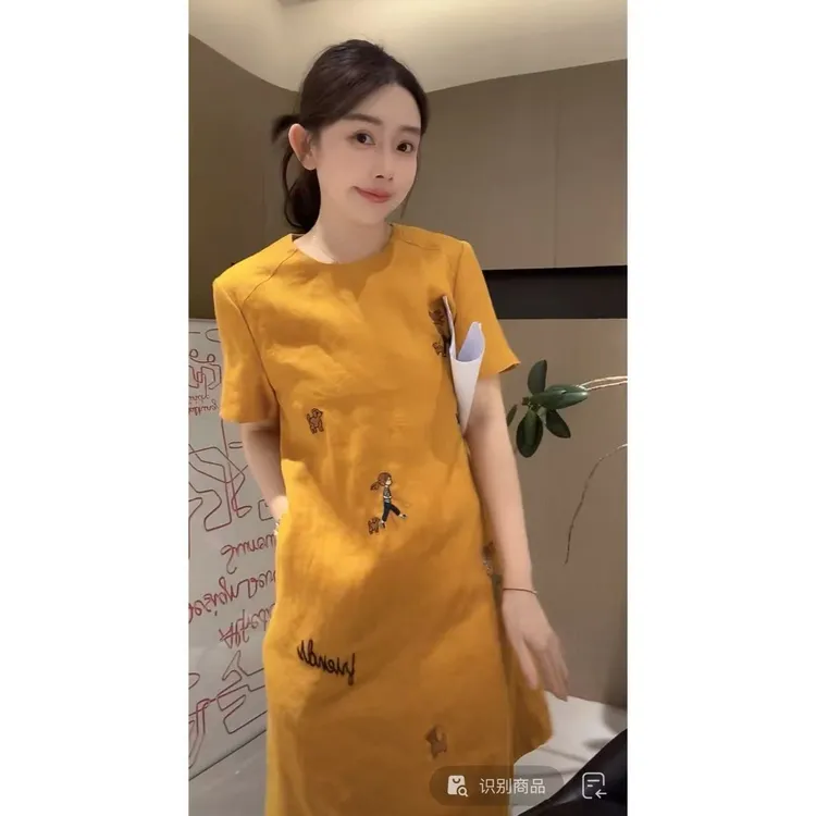 ZHUIMU.【田园夏日】新中式夏季亚麻小狗刺绣连衣裙ZM8873