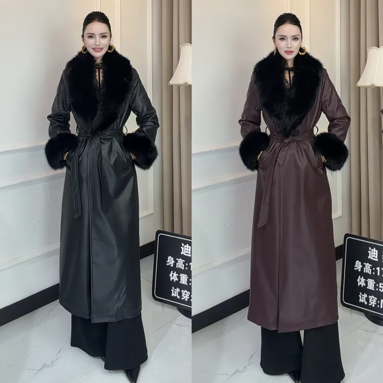 ADLA新款皮大衣130cm左右西装领加棉外套高级感566