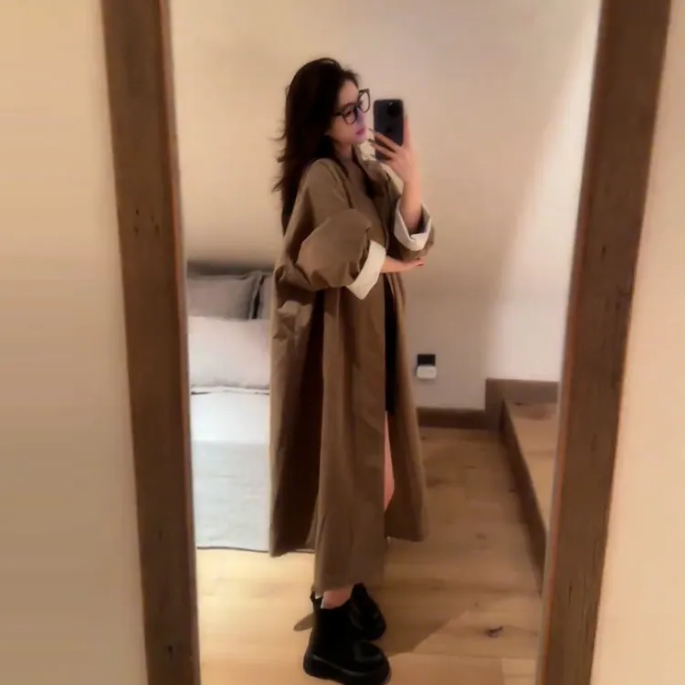 【现货+运补】棕色风衣外套秋季大衣上衣女装冬6441