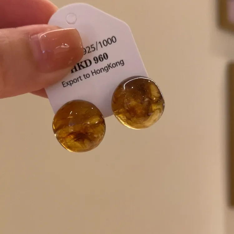 非金属树脂耳饰 复古美拉德圆球耳钉时尚小众高级感气质百搭耳饰