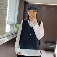 IMFLY金小金自制女装 套装DYW9790设计感针织马甲+长袖T恤两件套