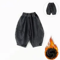 现货【薄绒】儿童加绒牛仔裤冬季新款男童长裤拼接保暖裤子CK399