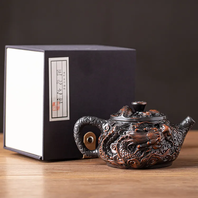 高档紫陶茶壶家用大号泡茶壶手工浮雕可养功夫茶具龙年新品