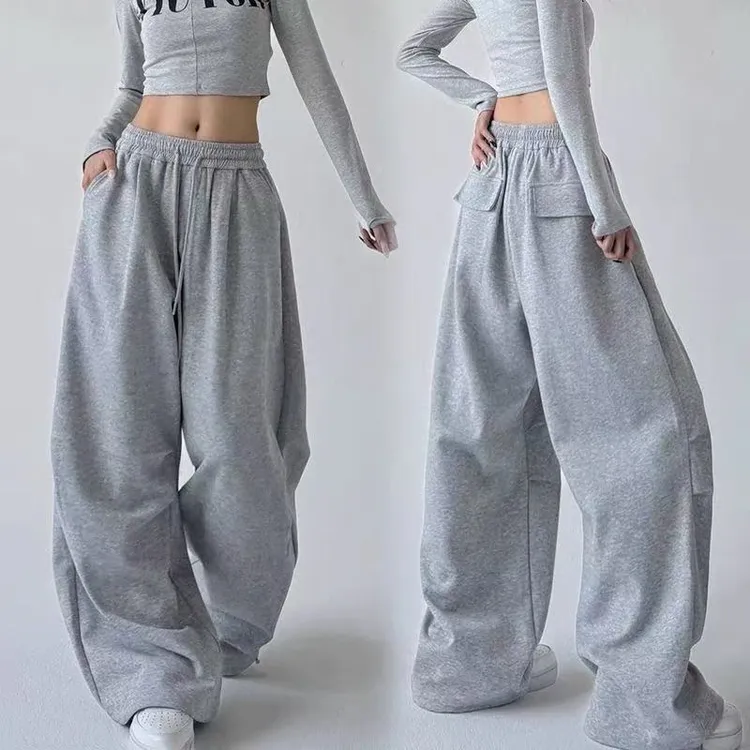 大码美式街头工装卫裤女2025春秋宽松显瘦运动休闲爵士舞阔腿长裤