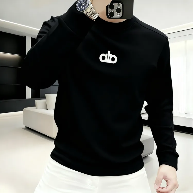 上衣圆领男士潮流印花修身卫衣长袖潮流打底衫男士休闲时尚百搭