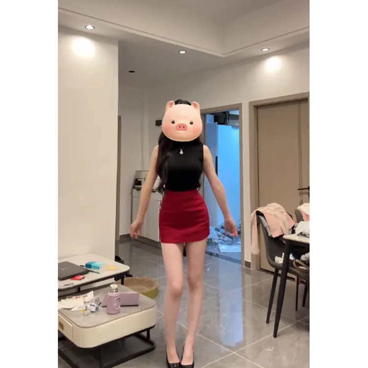 轻熟风气质高级感辣妹修身无袖背心上衣小众高腰显瘦百搭包臀短裙