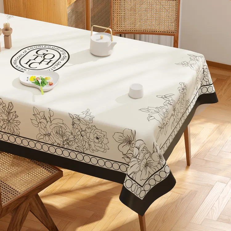 大气法式轻奢感餐桌布防油免洗耐刮桌面台布氛围感长方形茶几台布