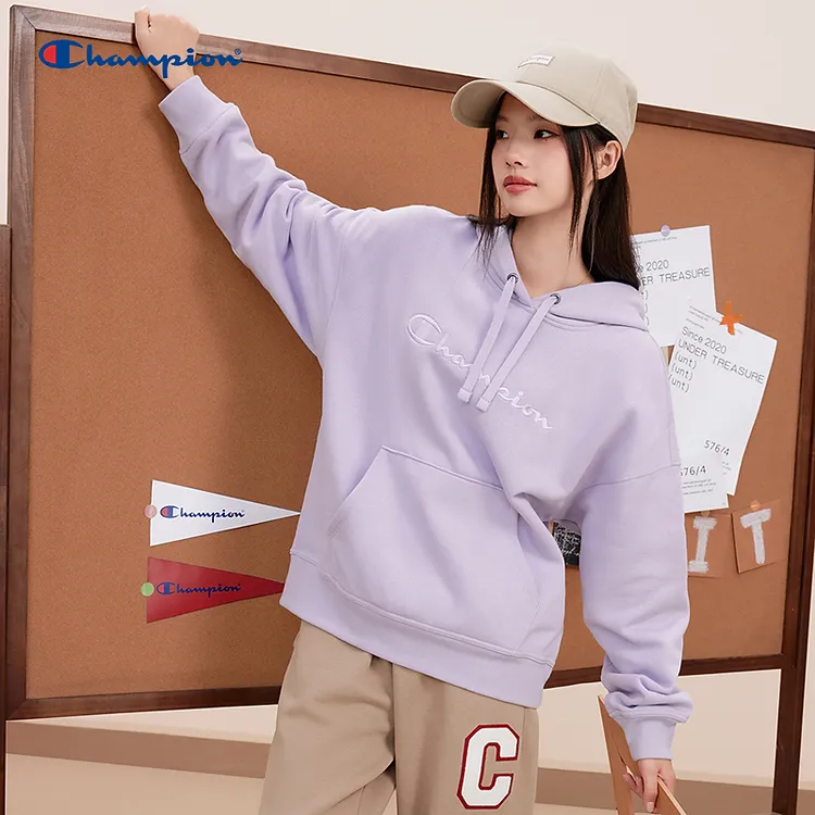 Champion冠军25秋冬加绒连帽卫衣大标刺绣上衣休闲百搭U5CSWSW056
