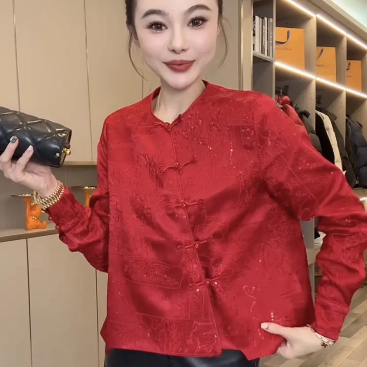 新款网红爆款新年款拜年服女2025冬季新中式重工刺绣亮闪显瘦上衣