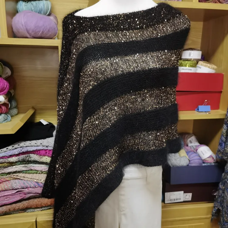 瑞士进口原版杂志款星辰披肩手编羊绒线（皇室山羊绒+亮片材料包）