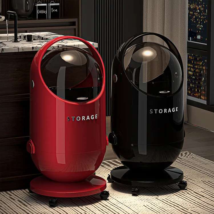 2026新款翻盖式垃圾桶家用大容量客厅卧室轻奢高档高颜值带轮纸篓