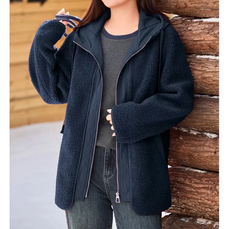 MsShe大码女装2025冬装仿羊羔毛麂皮绒皮毛一体外套T~A2510007