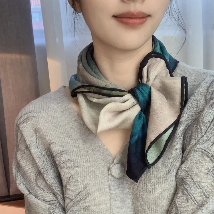 【乘风破浪】文艺范真丝羊毛围巾方巾65cm丝巾2025新款女