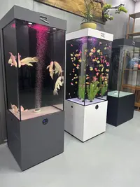客厅时尚落地款超白玻璃底部过滤干湿分离静音智能生态自循环鱼缸