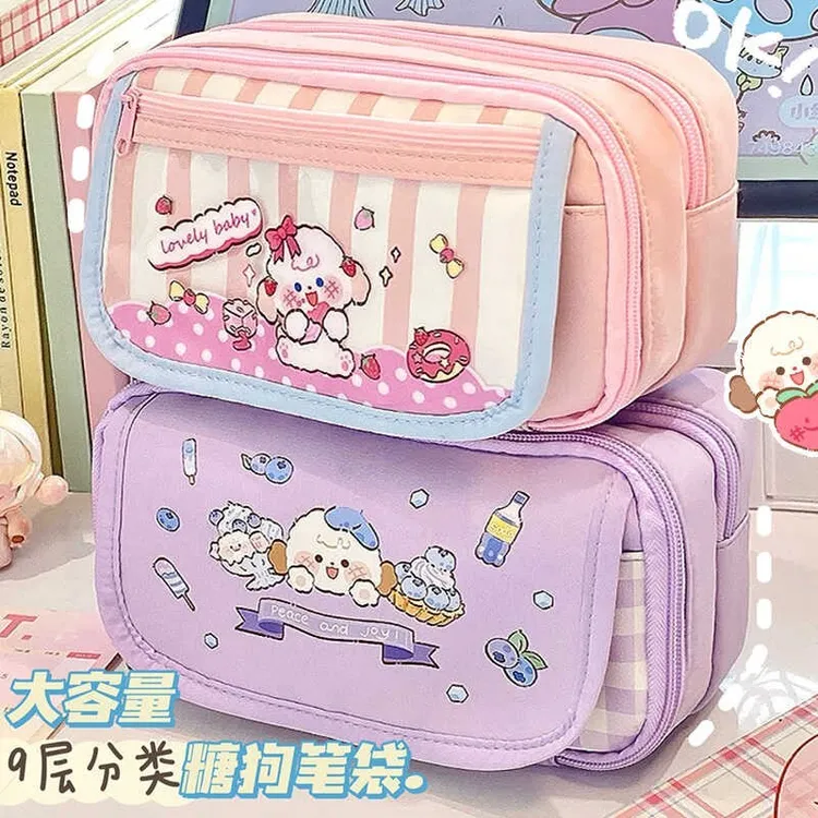 原创糖果笔袋学生1-3年级高颜值大容量女孩专用铅笔收纳袋文具袋 