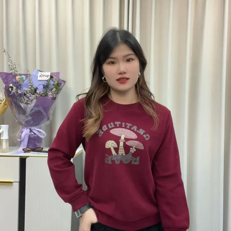 小鑫肝@双面慕斯绒正肩蘑菇印花简宁休闲百搭卫衣 7626