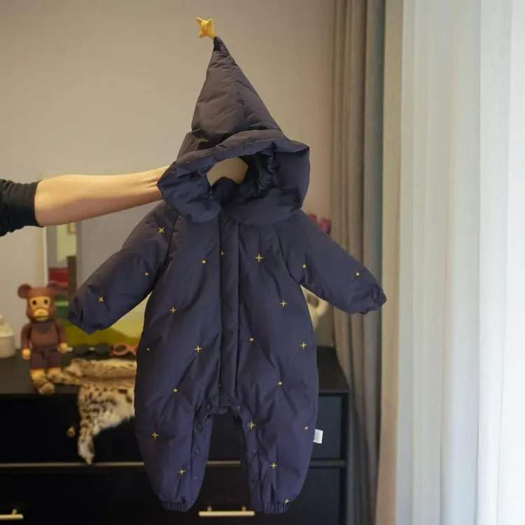 新生婴幼儿秋冬季羽绒棉服一岁宝宝冬天外出冬款加绒加厚连体衣服