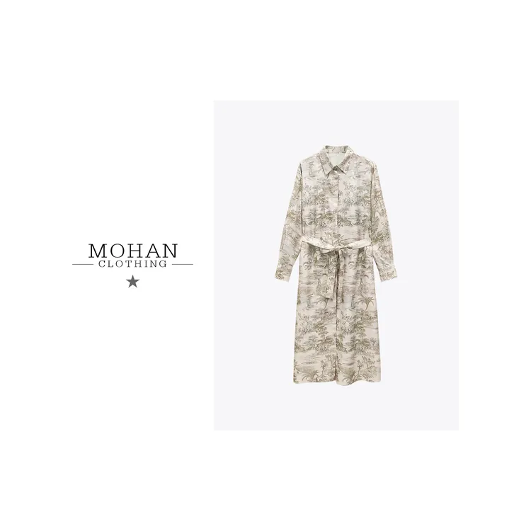 CLOTHING/墨含法式高奢时尚气质优雅贵气桑蚕丝连衣裙AMF135-1