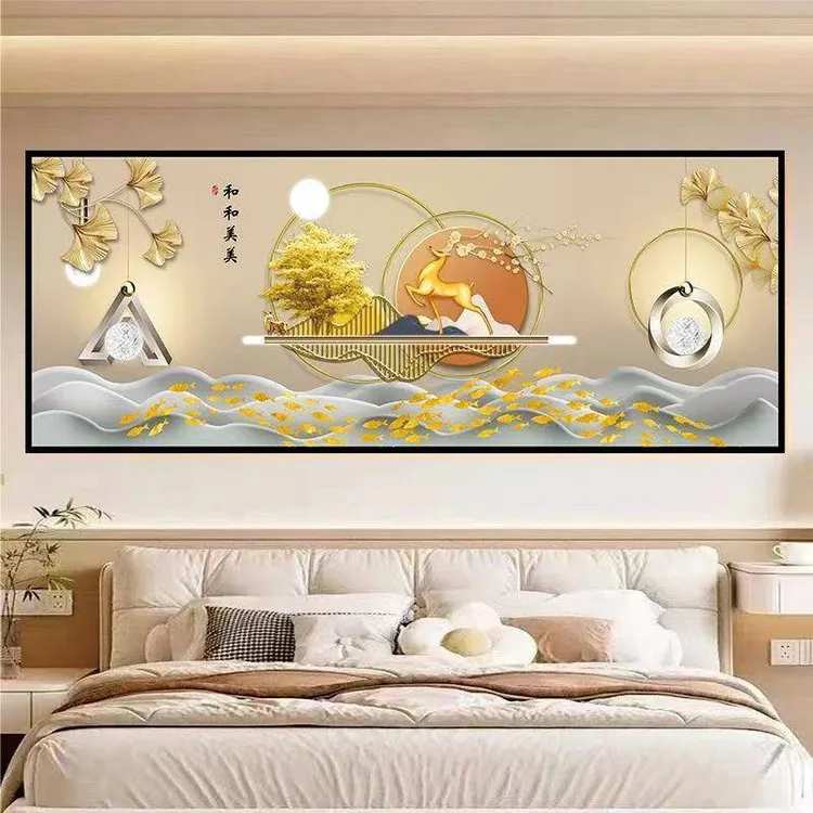 背靠金山床头画卧室挂画客厅装饰画背景墙沙发背靠金山床头装饰画