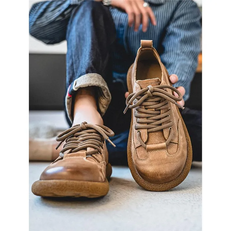 潮流低帮皮鞋男2025春夏新款英伦风防滑耐磨橡胶底休闲大头鞋男款