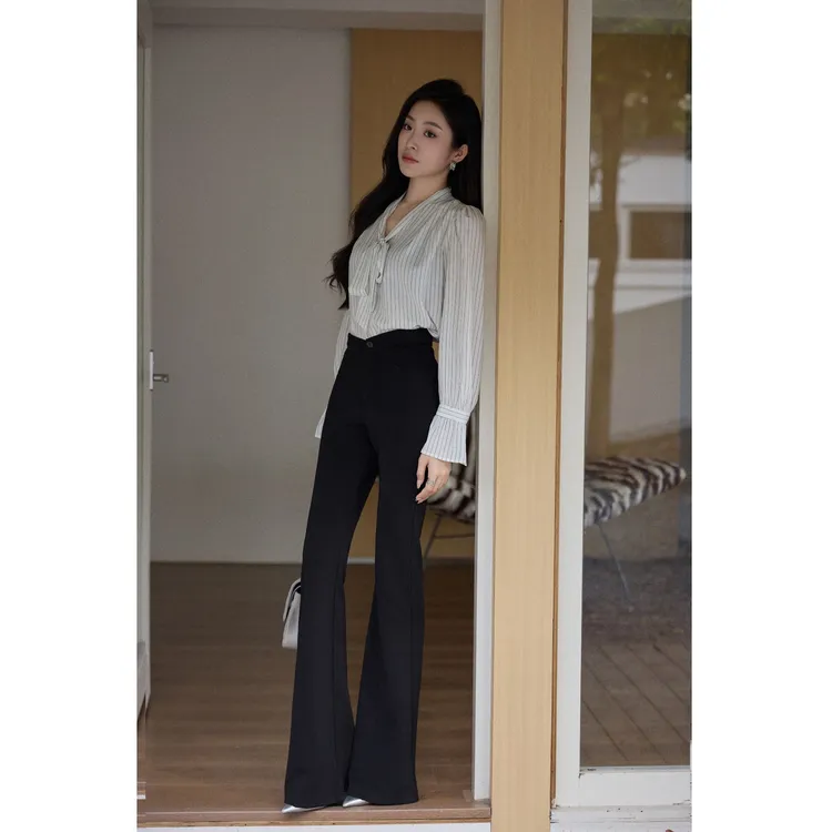MEINA【蔷薇凝露】辣妹2025新款微喇叭休闲简约百搭气质显瘦休闲裤