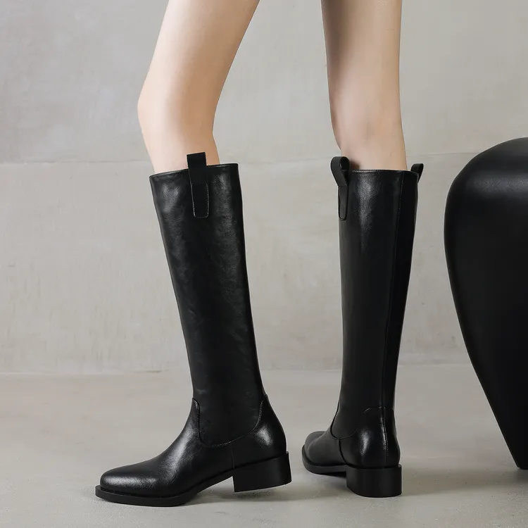 ZEZHEN~长筒靴女新款爆款洋气靴子女高筒骑士靴小个子冬季长靴