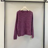 百搭毛针织衫紫色秋冬宽松常规花纱针织衫25662