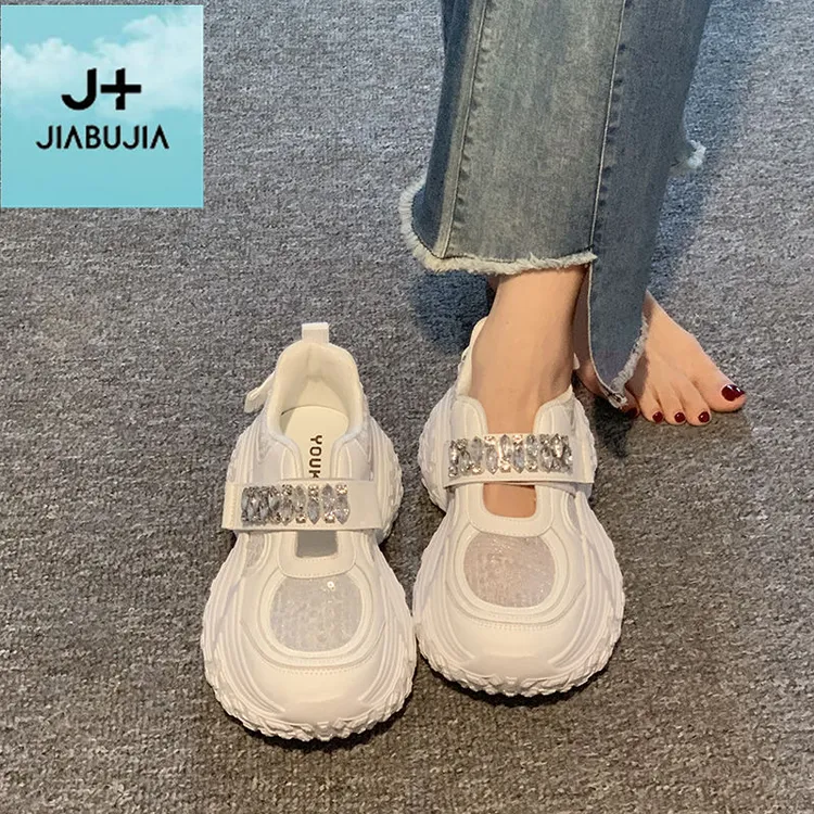 贾不假运动凉鞋女夏外穿2025夏季新款厚底增高复古学生百搭老爹鞋