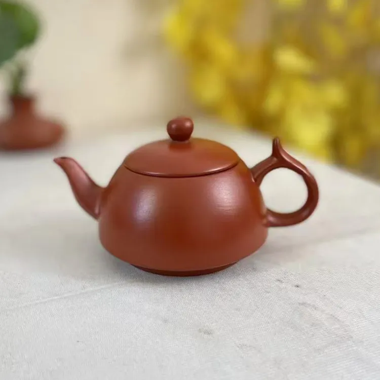 潮州原矿朱泥将军半手工茶壶泡茶壶冲罐家用办公室大容量约130CC