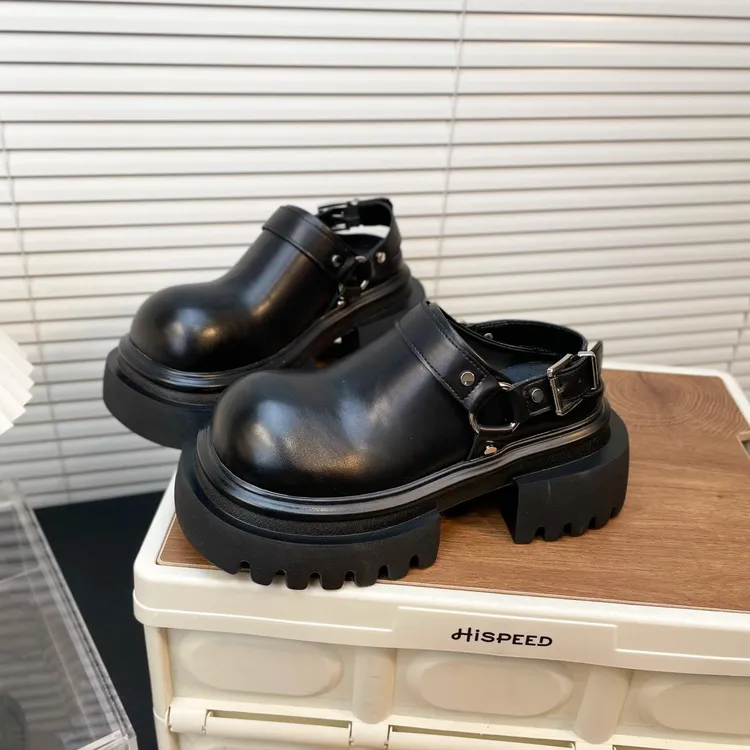 英伦风百搭大头半拖鞋女2025年夏季新款厚底休闲明星同款百搭鞋子