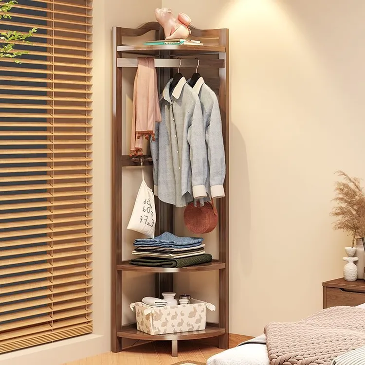 新中式轻奢床头实木衣帽架创意家用卧室挂衣置物架简易立式衣服架