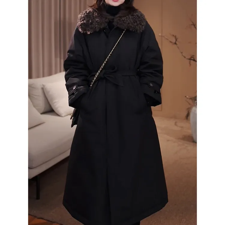 时尚简约百搭保暖羽绒服外套女2025冬季新款高级气质显瘦长款大衣