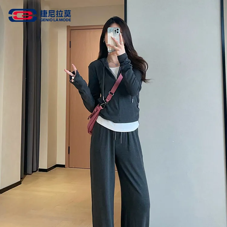 GENIOLAMODE卫衣女秋冬款休闲正肩长袖女装上衣时尚外套开衫女士
