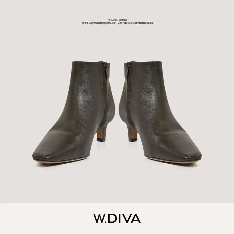 W.Diva【尖头羊皮靴】法式经典复古尖头羊皮短靴小踝靴54X283253