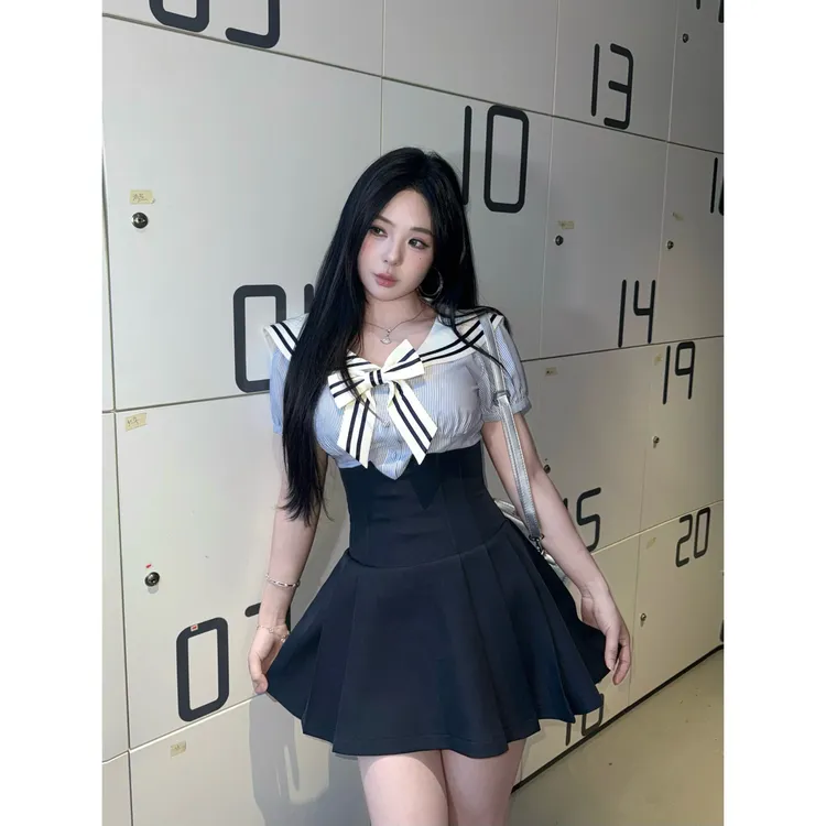 现货MengFairy 【伦敦旧梦】精致衬衣高腰半裙学院套装6031M5406M