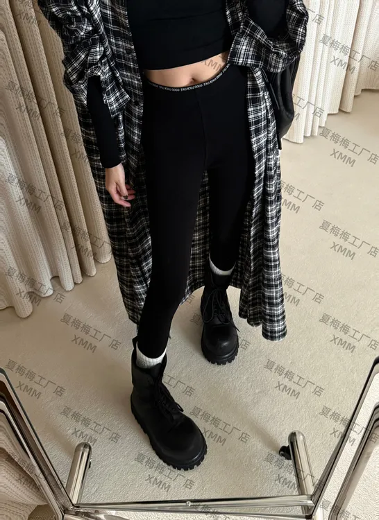 XMM.【云朵裤】时尚修身高弹力高腰休闲黑色外穿加绒加厚休闲风A666