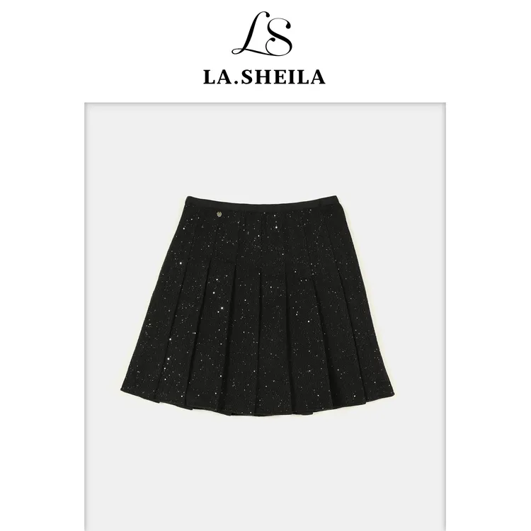 LA.Sheila设计感亮片百褶短裙253-BQ/1013-68008