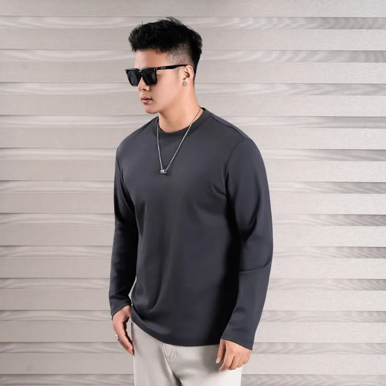 【匹马棉】秋冬男士圆领打底衫纯棉长袖T纯色百搭休闲内搭双11好物