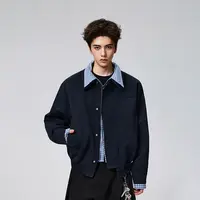 【宋松专属】美式复古格子拼接纯色情侣外套潮牌工装夹克上衣