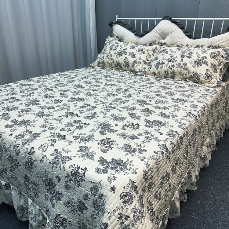 【秋季新款】四季可铺花边床盖 亲肤透气母婴A类 防滑 机洗不变形